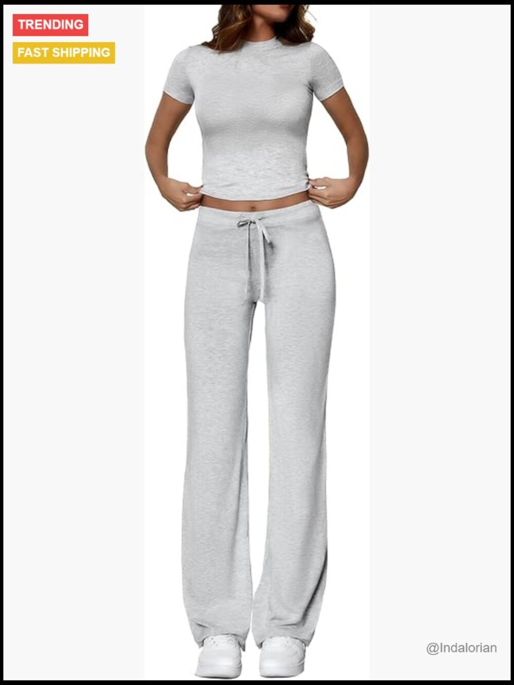 Modal Spandex Lounge Set Crop Top Wide Leg Pants Matching Tracksuit